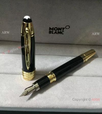Fake Mont Blanc JFK Special Edition Gold & Black Fountain New